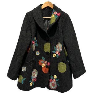 Simon Chang Vtg Embroidered Jacket, Black Multi, 12